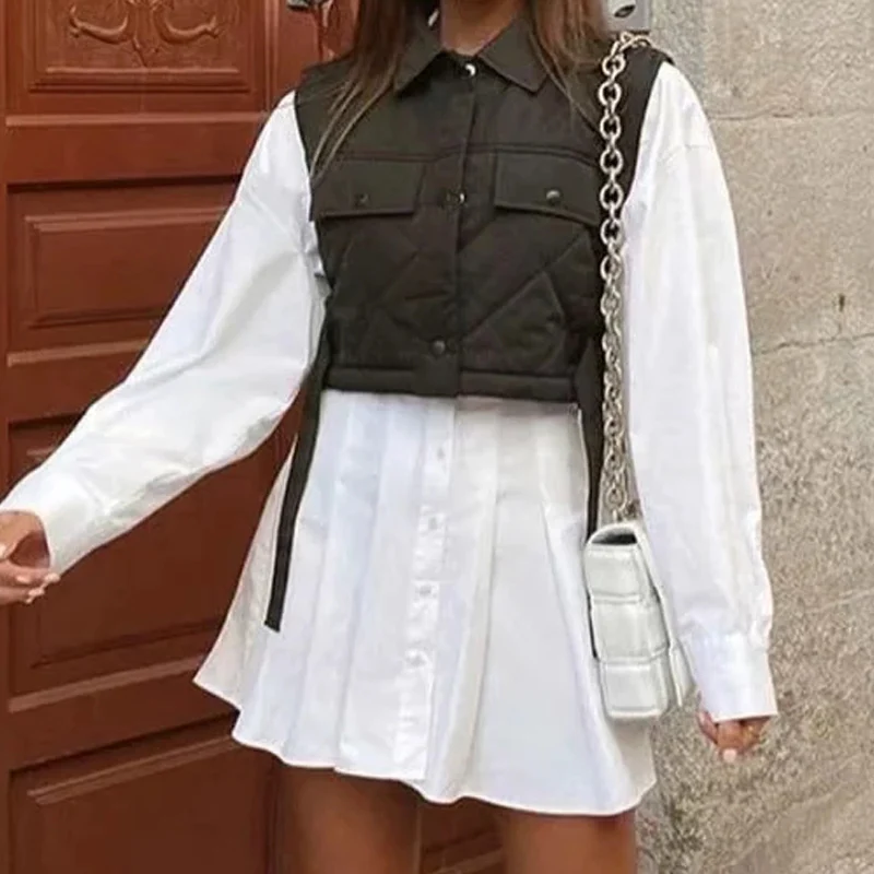 

Women Vest Of Work Clothes Parkas Coat Vintage Pockets Drawstring Female Sleeveless Cotton Vest Short Outerwear Chic Tops