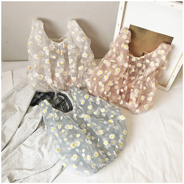 

Female Flower Embroidery Hand Bag Organza Casual Tote Mesh Shopping Bags Woman Handbags
