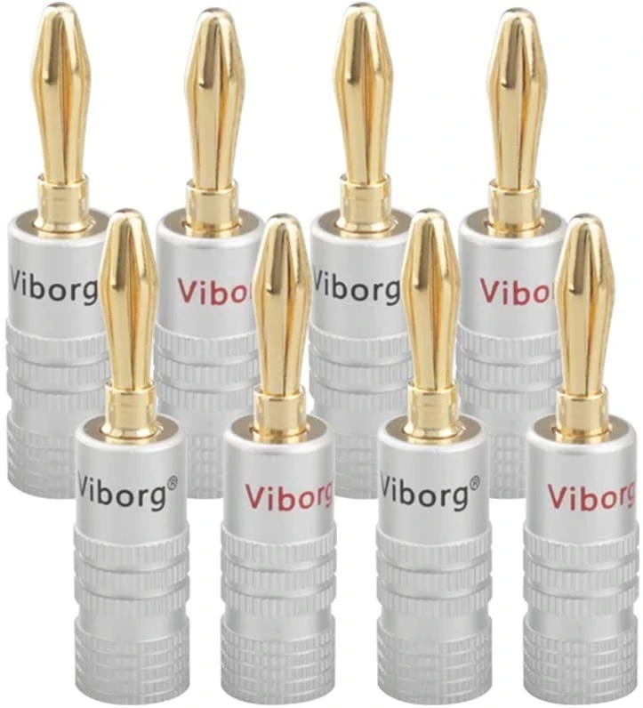 

24pcs/lot 4mm viborg Speaker Banana Plugs 24K Gold plated Adapter Connector Socket Audio Jack Screw Black Red RCDNK