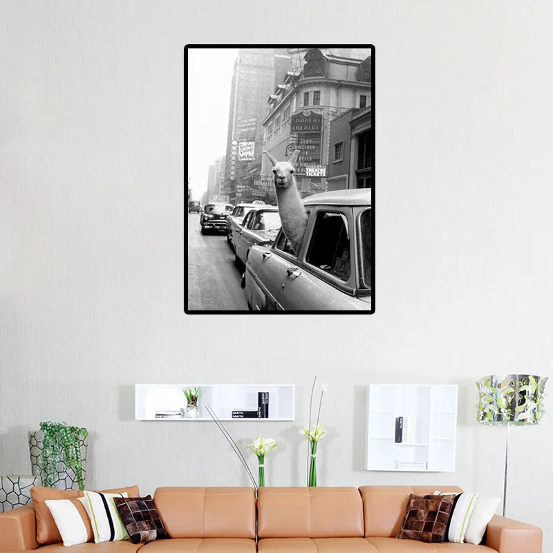 Современный городской Стиль черный белый цвет Альпака автомобиль здания холст