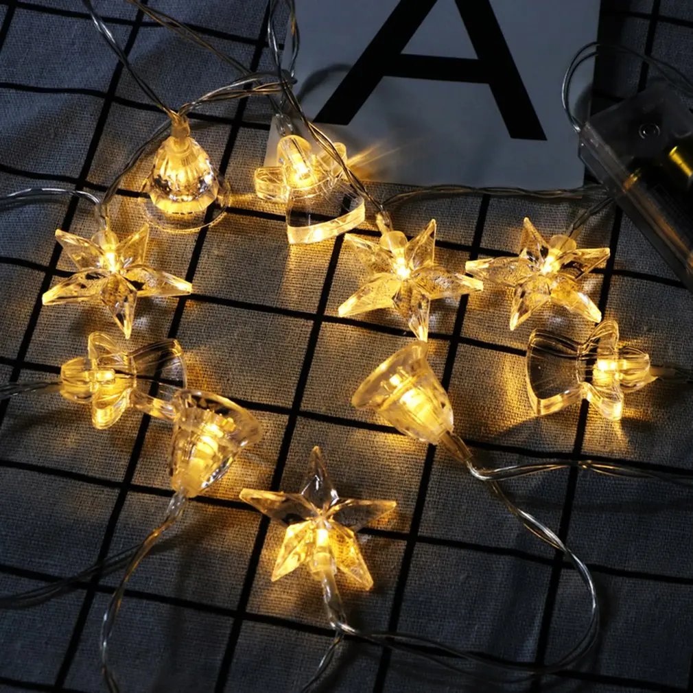 

Christmas Decoration Star Bells And Angel LED String Lights Battery Lights With Christmas Tree Christmas Decoration