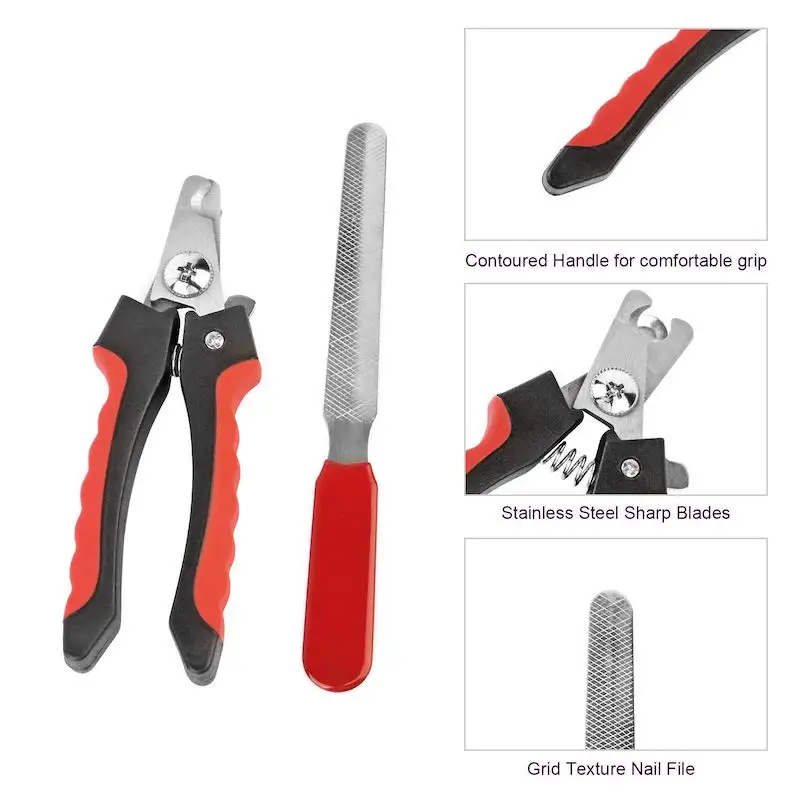 

Pet Nail Trimmer Cutter Set Cat and Dog Nail Clipper Safety Guard Stainless Steel Grooming Scissors with File Wholesale CW238