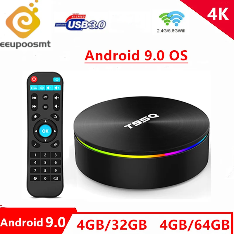 T95Q Android 9,0 ТВ приставка Amlogic S905X2 Quad Cor 4G 32G 2,4/5,8G Wifi BT4.1 100M 4K медиаплеер 4GB64GB Смарт ТВ приставка PK X96Max