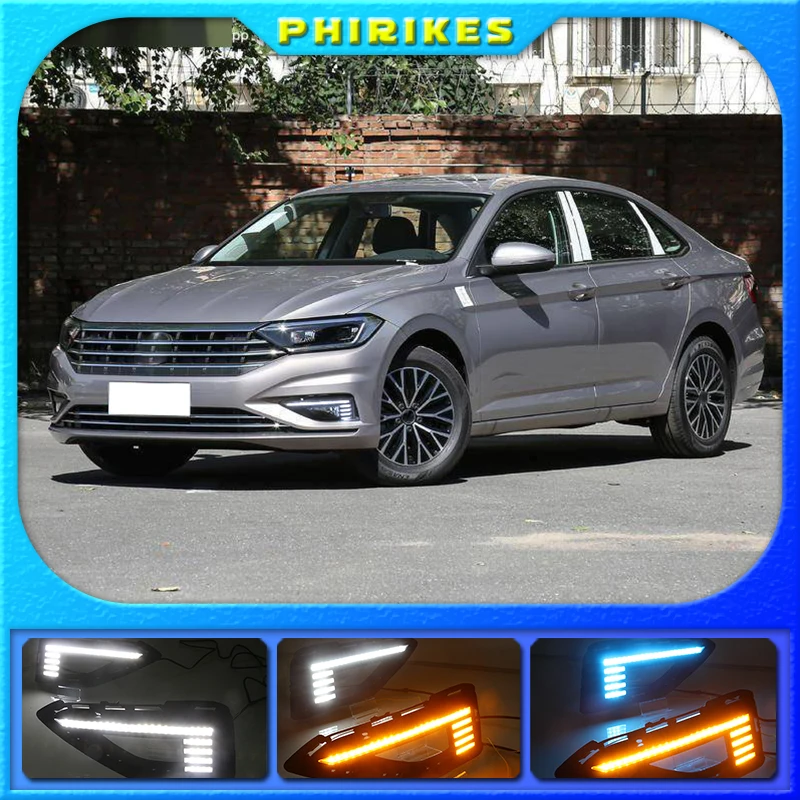 

For Volkswagen Jetta Sagitar 2019 2020 Dynamic Yellow Turn Signal Relay Waterproof 12V Car DRL Lamp LED Daytime Running Light
