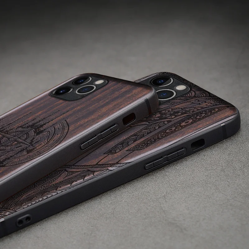 elewood ebony wood for iphone 13 7 8 plus 12 mini 11 pro max x xs xr se2020 silicon bumper case phone protective back cover hull free global shipping