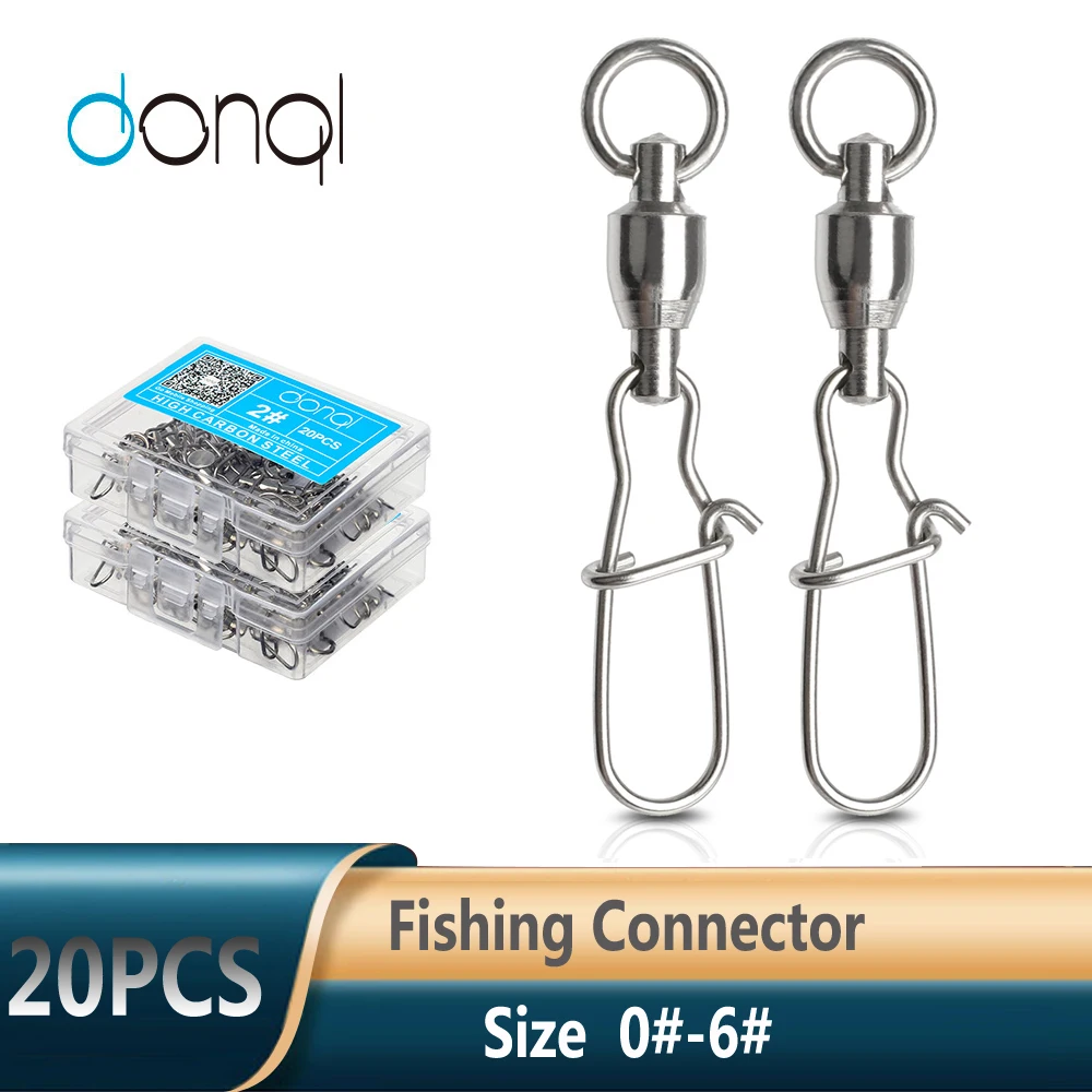 DONQL 20 шт./корт. Усиленный рыболовный Вертлюг соединитель Блокировка защелка 0 # 6