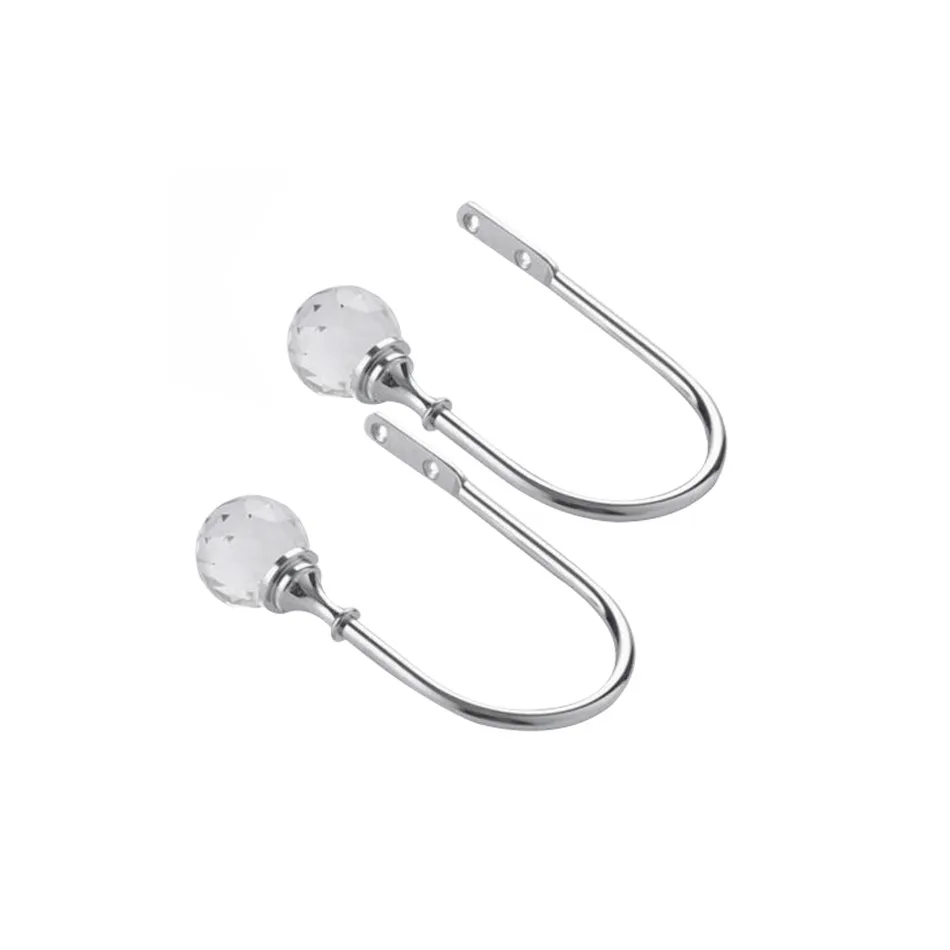 

2pcs Silver Metal Crystal Glass Curtain Holdback Wall Tie Back Hooks Hanger Holder Luxurious Window Accessories Drop Shipping