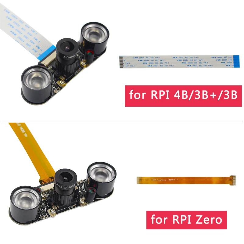 Камера Raspberry Pi 4 Model B камера 8 в 1 с ночным видением 60 130 градусов + 50 см FFC для 4B / 3B Zero W