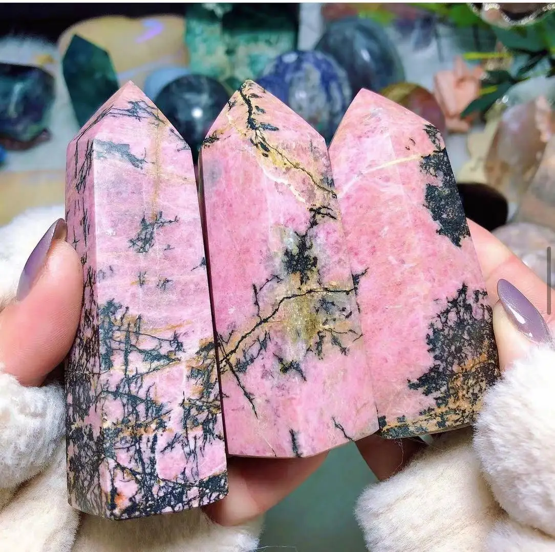 Натуральный кристалл ТОЧКА ИСЦЕЛЕНИЕ обелиск розовый кварц зеленый орнамент для