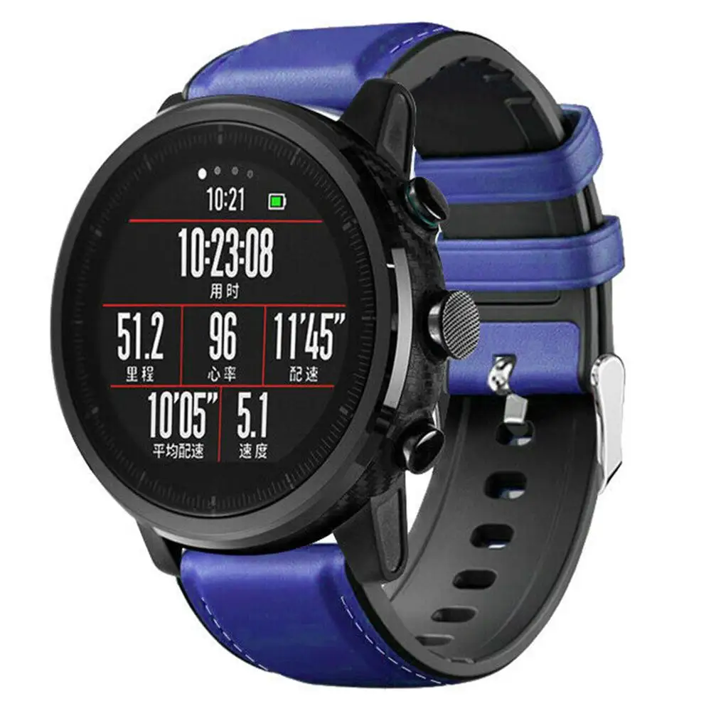 SOONHUA кожаный силиконовый ремешок для наручных часов Ремешок Для huawei Watch GT/2Pro аксессуары для часов - Color: Blue