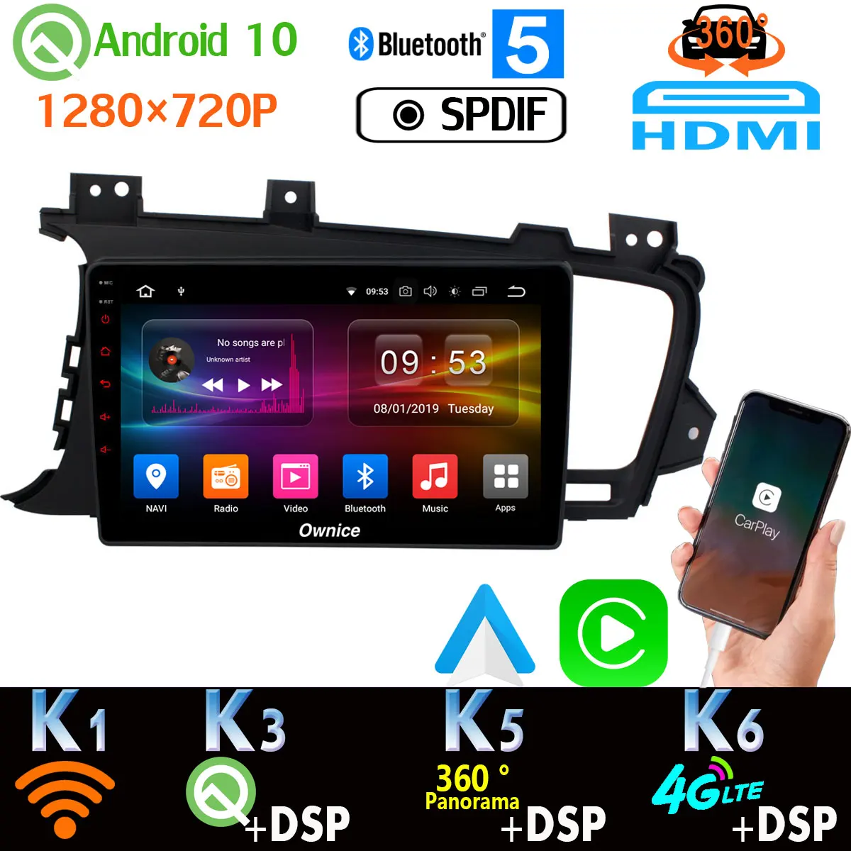 Android 10 0 PX6 4G + 64G 1280*720P Автомобильный радиоприемник с навигацией GPS для Kia K5 Optima Авто