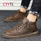 Ботинки CYYTL мужские на молнии, винтажные кожаные водонепроницаемые полусапожки, Нескользящие, повседневная обувь для вождения, для улицы