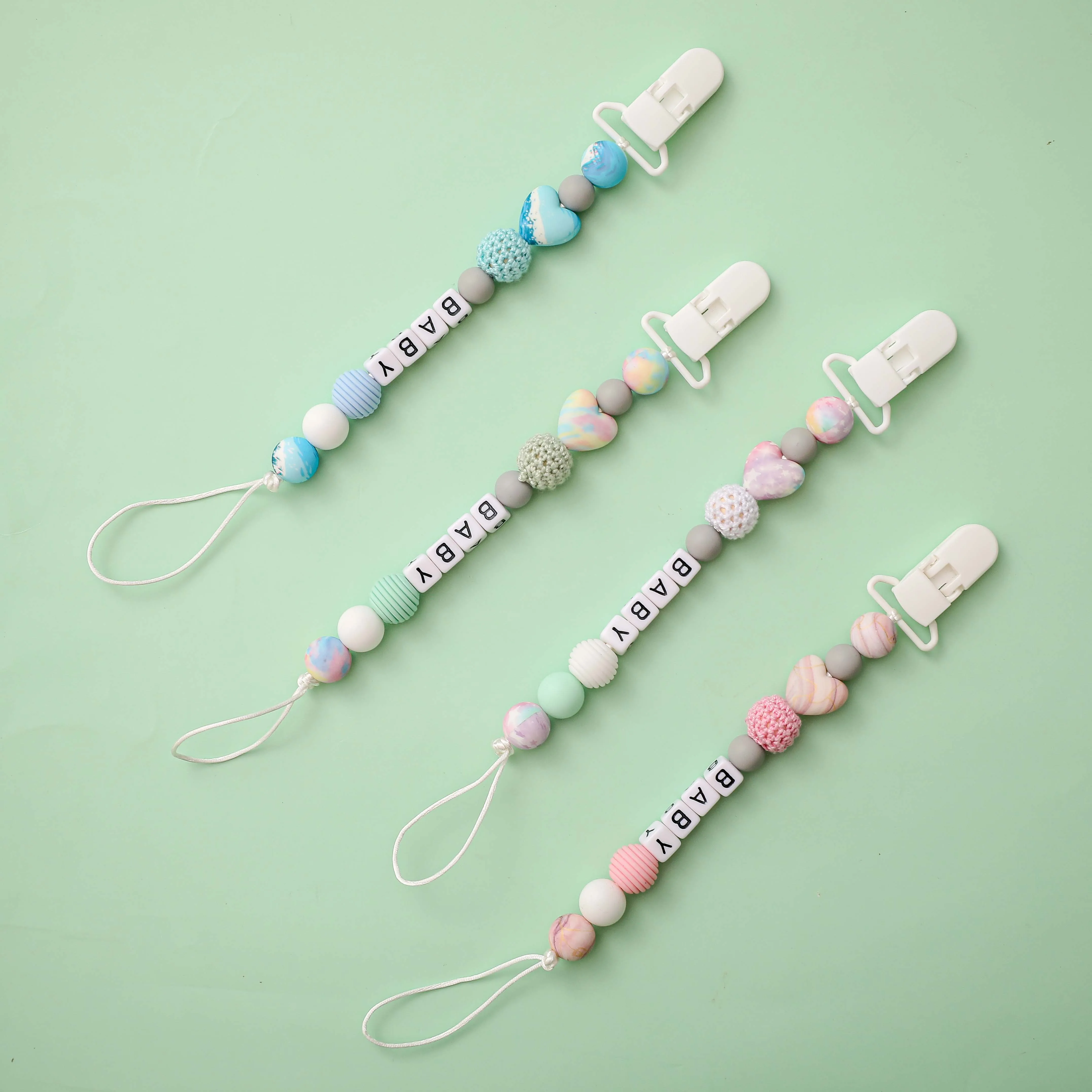 

1 Pc Silicone Love Star Pacifier Clip Chain Personalized Name Dummy Feeding Clip Soother Chain Holder Baby Birthday Shower Gift