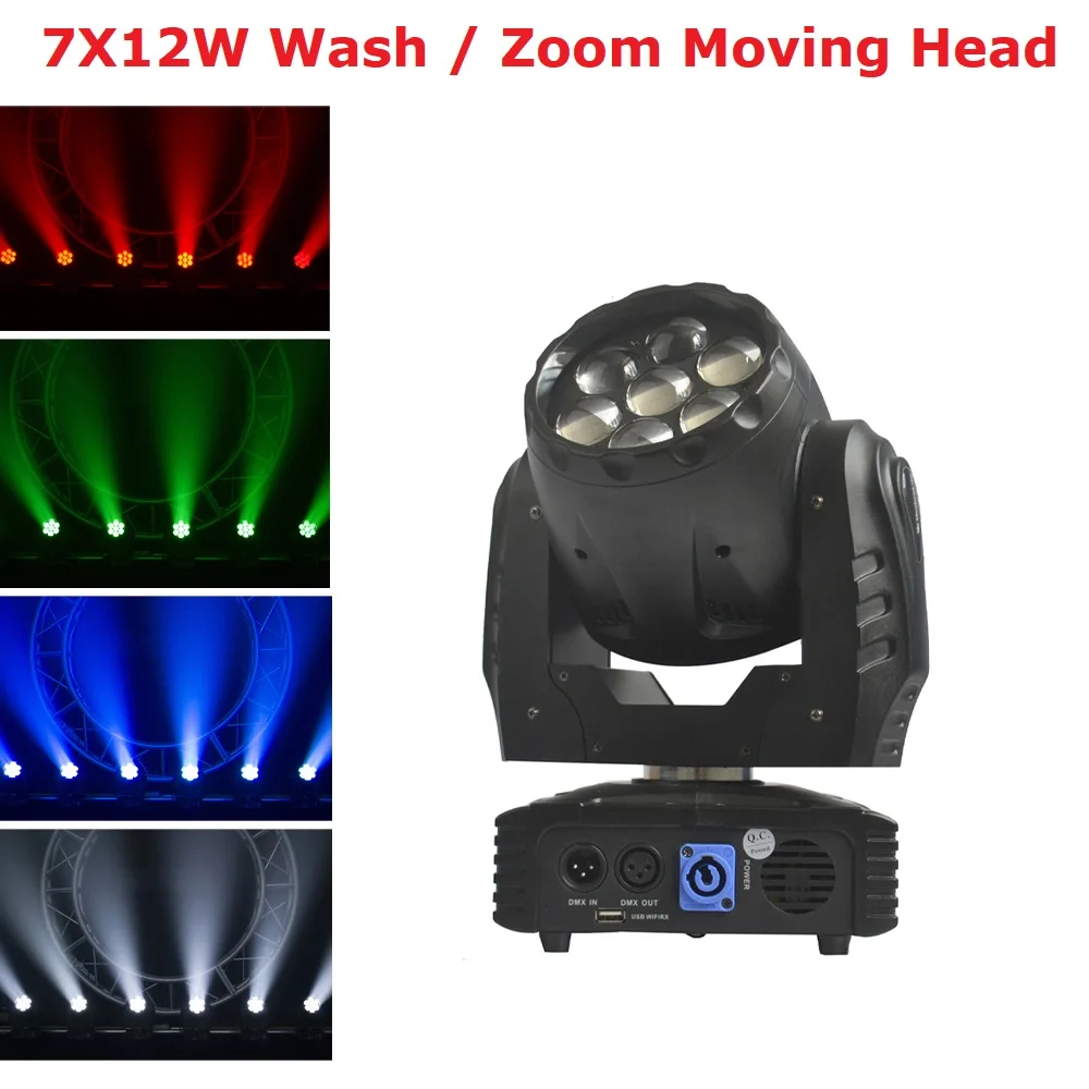 Высококачественный вращающийся прожектор 7x12 Вт с зумом светодиодный RGBW