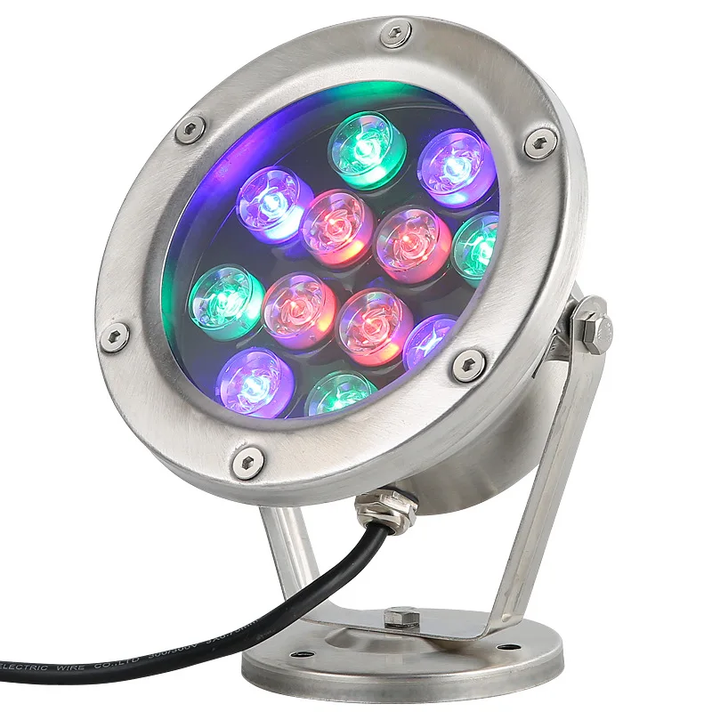 

Светодиодная подводная лампа кронштейн 12/24v Ip68 Rgb Цвет Точечный светильник Средний аквариум для рыбок пейзаж фонтан Водонепроницаемый муль...