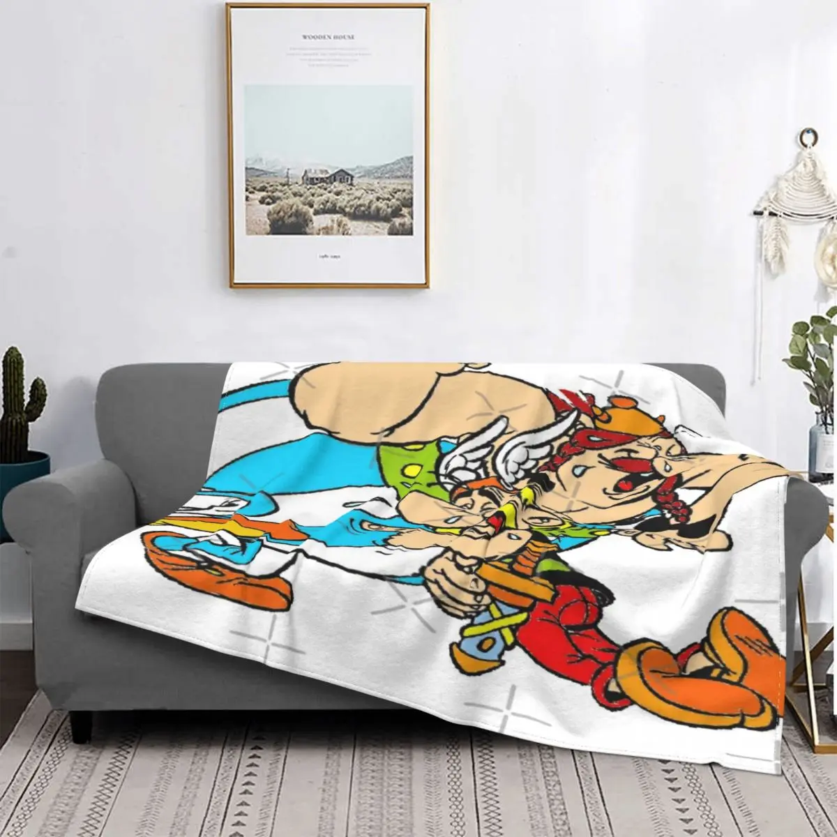 

Manta a cuadros de Asterix 31, colcha para cama, sofah cama, manta de picicnic a cuadros de Anime