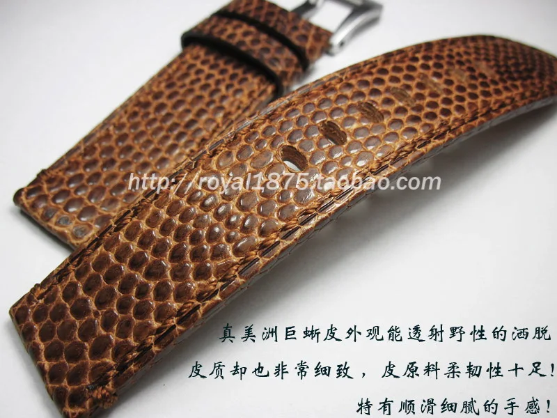Watchbands 20mm 22mm High-quality lizard leather Genuine Leather Dark Brown Man Women Handmade Vintage Wrist Watch Band Strap