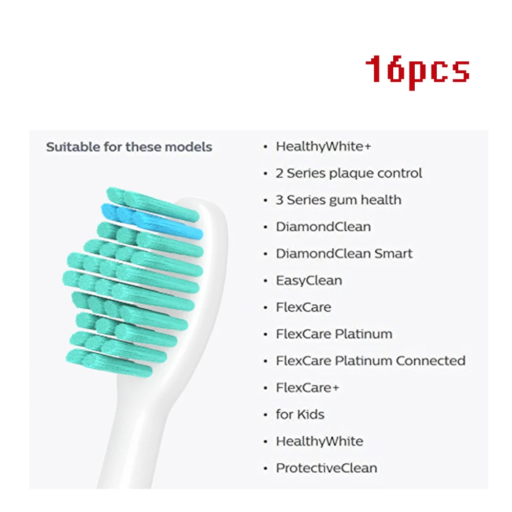 

16pcs/lot Replacement Toothbrush Heads with cap for HX6530 HX9340 HX6930 HX6710 HX9140 HX6930 HX6100 HX6150