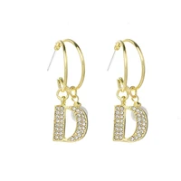 elegant rhinestone pearl d letter pendant earrings 925 silver earrings trendy womens earrings jewelry