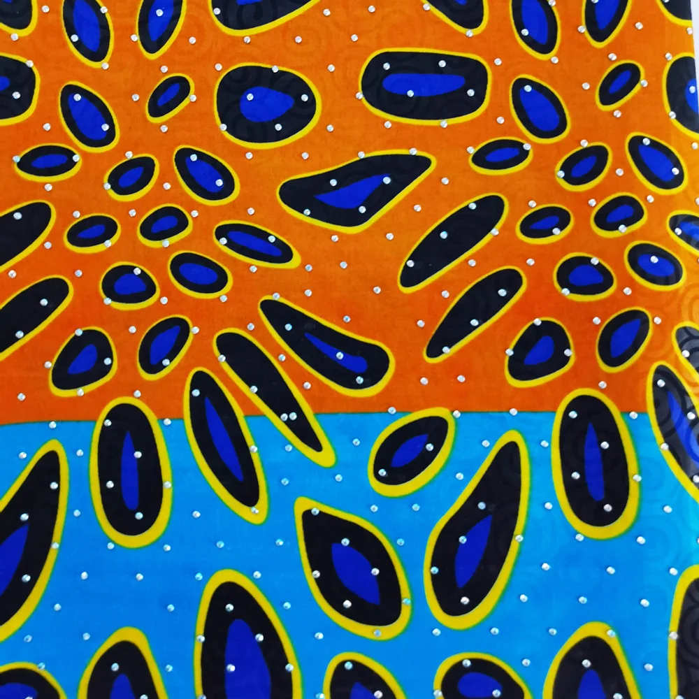 Африканская ткань с принтом воска из Анкары камнями фиолетовый настоящий воск