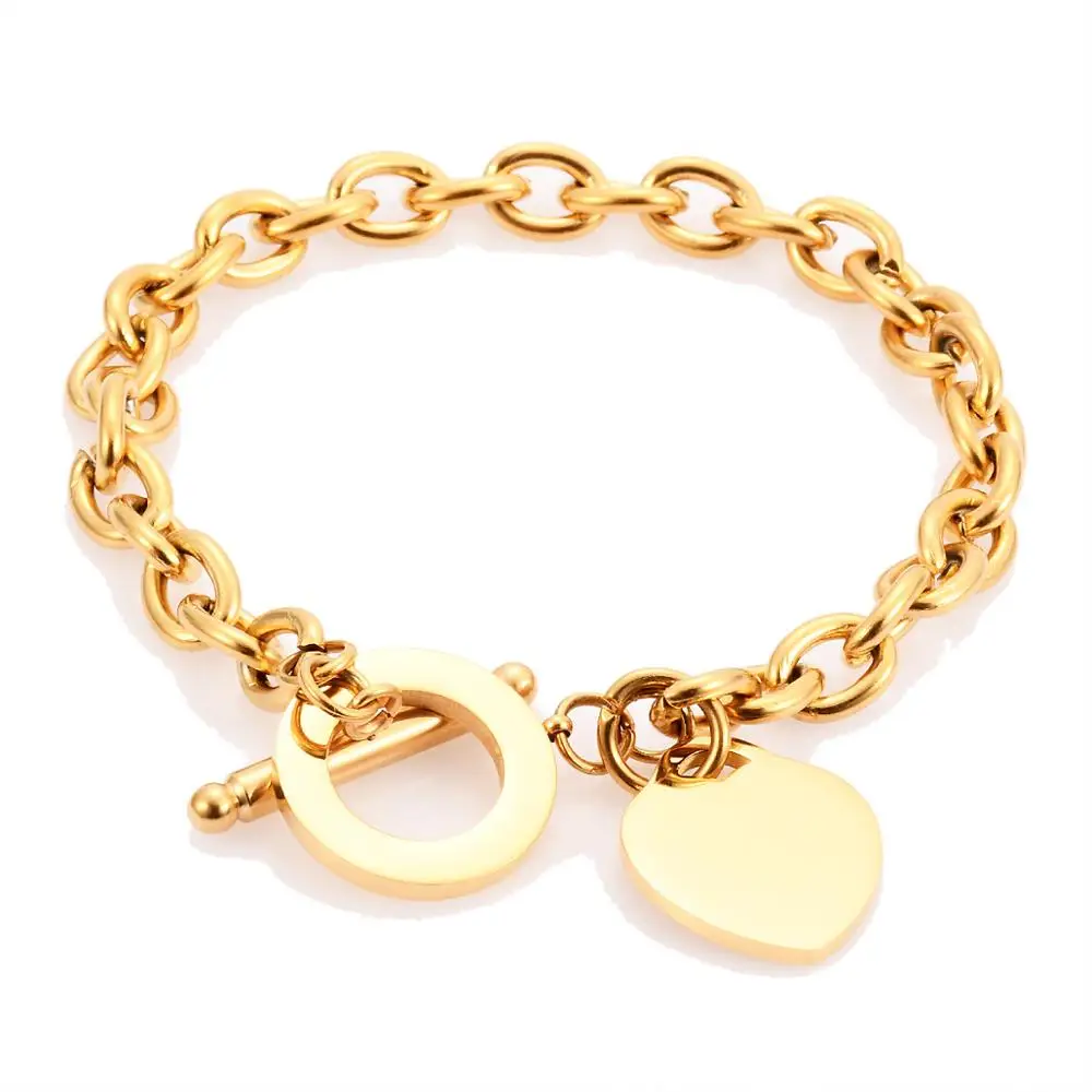 Женские Ювелирные изделия из нержавеющей стали браслет в форме сердца розовое