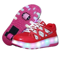 boys girls glowing roller sneakers kids luminous shoes on double wheels led roller skate shoes children outdoor walking