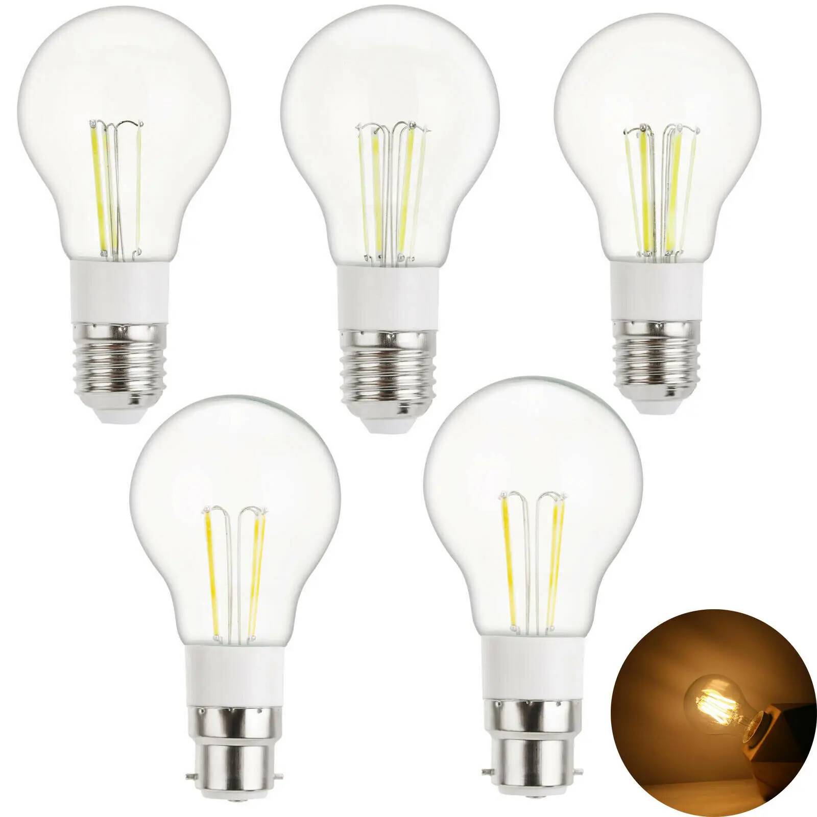 

10pcs E27 LED Filament Bulb DC 12V Retro Edison Lamp 110V 220V B22 Vintage Candle Light Globe Chandelier Lighting COB House Room