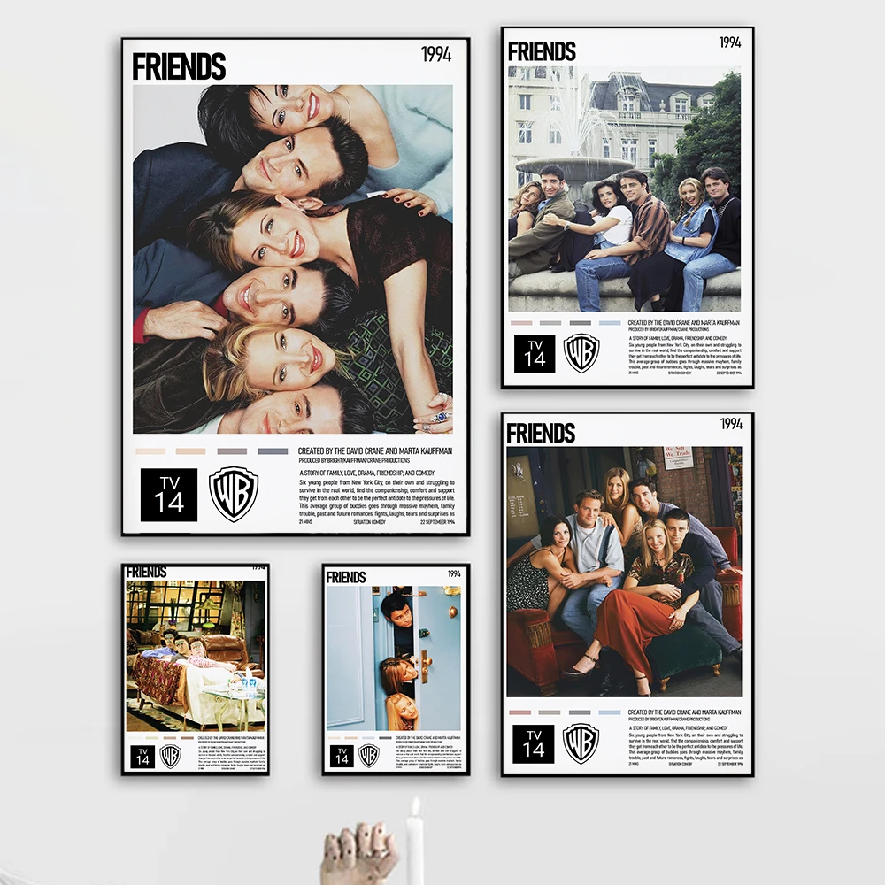 

Друзья, классическое ТВ-шоу, картины как подарки, шелковая ткань, плакат и принты, настенные художественные картины для гостиной, спальни, ук...