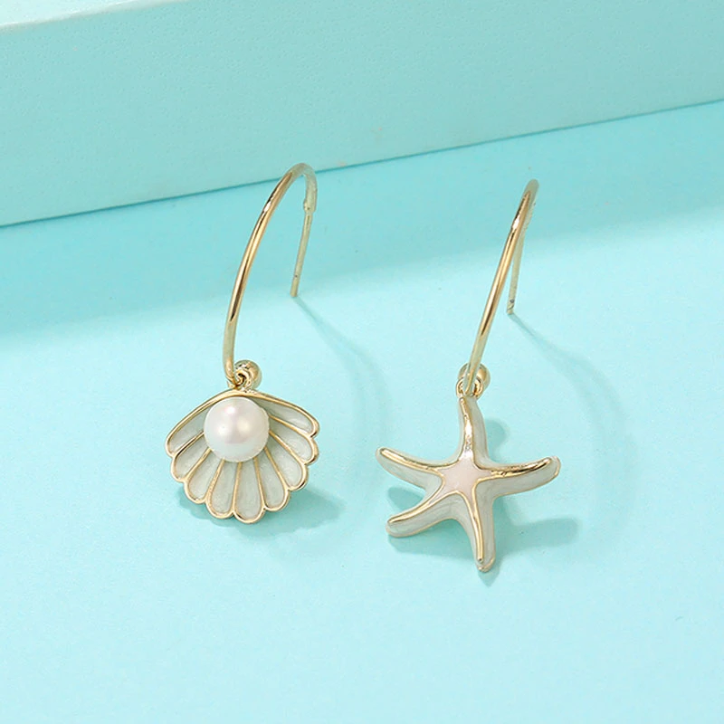 Женские серьги в виде раковины стиле бохо модные эмалированные с имитацией