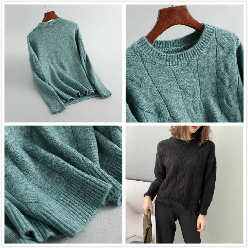 Осенне-зимние женские шерстяные свитера и пуловеры в стиле Харадзюку однотонные