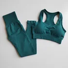Женский комплект для фитнеса и йоги из 2 предметов, бюстгальтеры и бесшовные леггинсы, брюки пуш-ап, тренировочный костюм с подкладкой для тренировок и бега, спортивная одежда