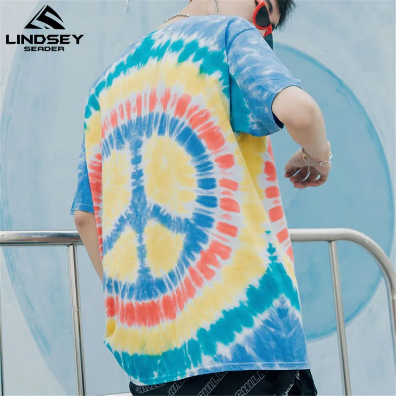 Футболка с принтом Tie Dye разные цвета Мужская модная повседневная футболка