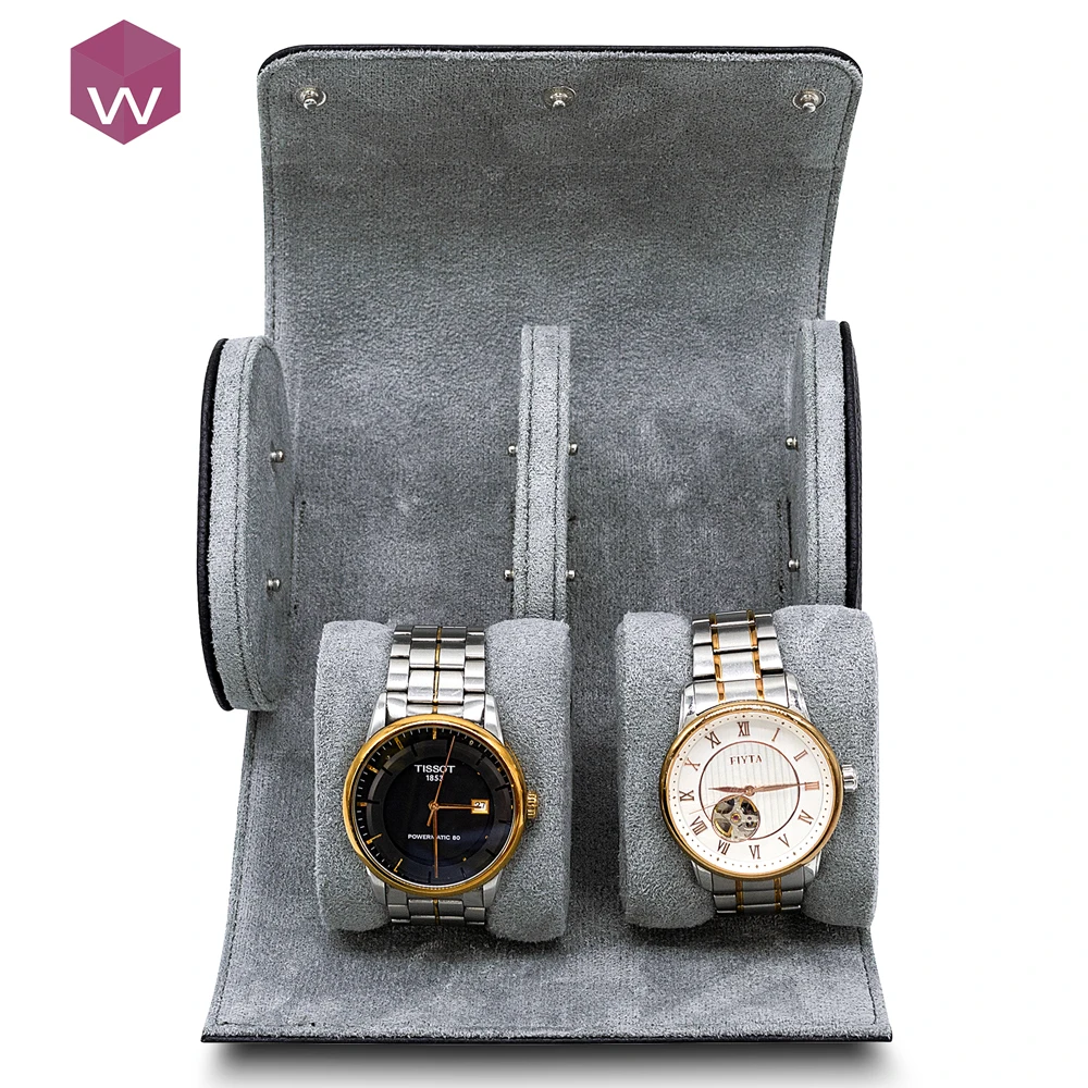 Wholesale 2 Slot Travel Watch Roll Case for Men