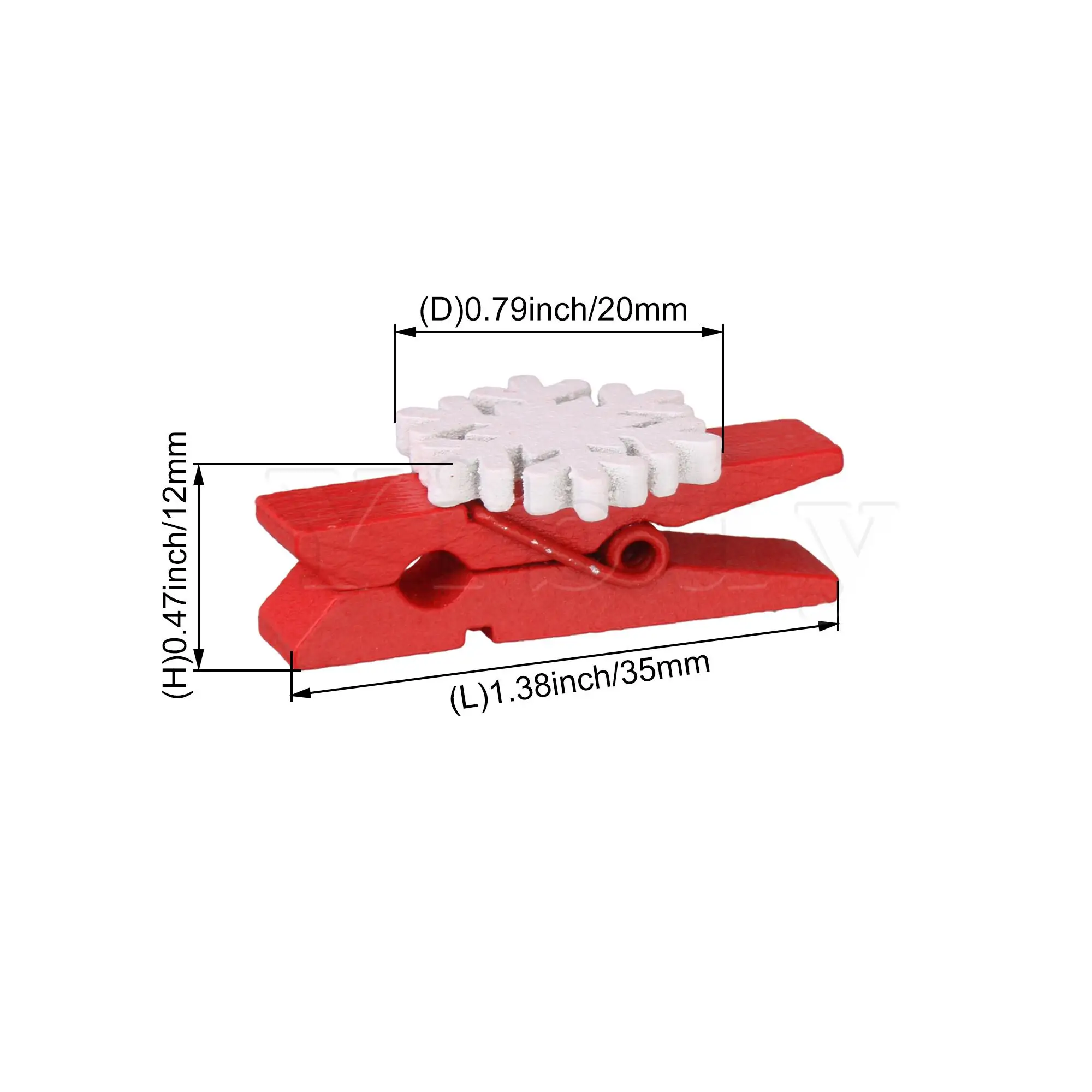 

25 Pieces Christmas Clips Snowflake Wooden Craft for Party 3.5cm Length