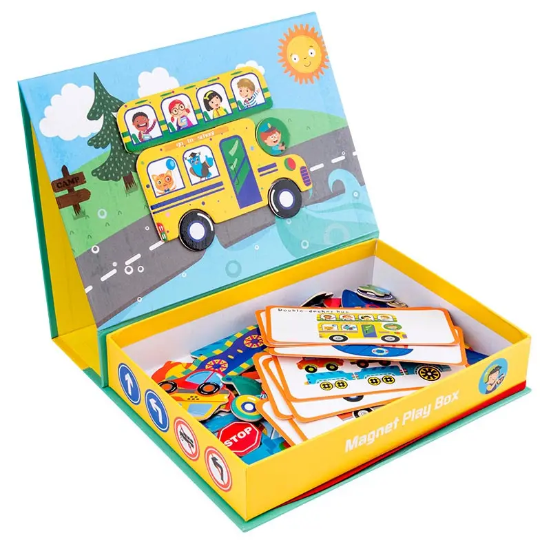 

Magnetic Book Children Cartoons Puzzles Educational Toy Brain Training Game Magnetic Puzzle Kids Birthday Gifts