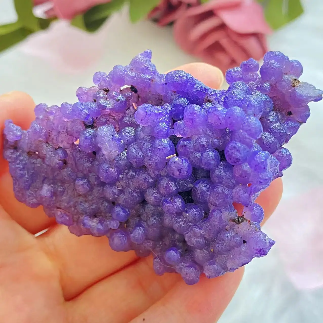

Natural Grape Agate Crystal Quartz Mineral Specimen Energy Gem Aura Healing Room Decoration