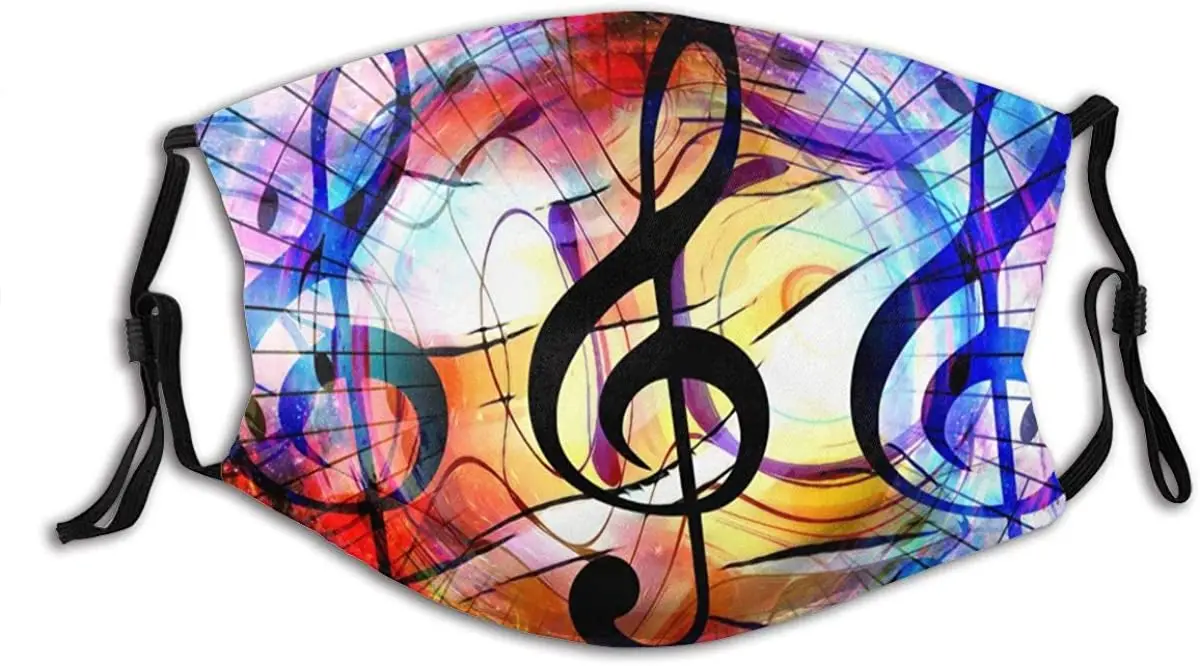 

Colorful Background Musical Note Pattern Mask Dustproof Washable And Reusable Mask Contain Two PM2.5 Filter Refills Child Mask
