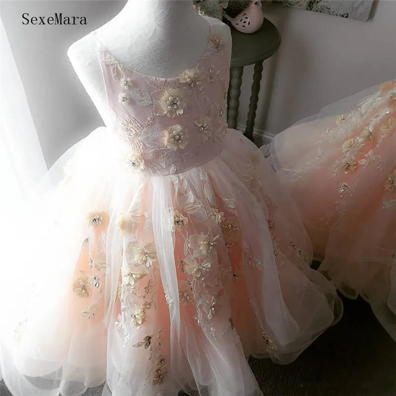 SexeMara/платья для маленьких девочек на День рождения кружевная Одежда с объемными