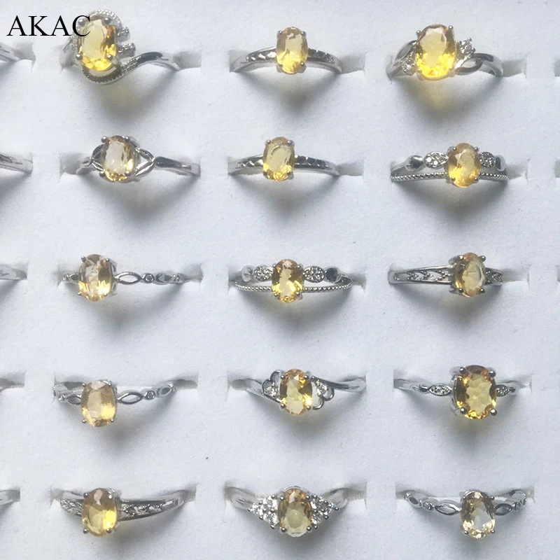 3 кольца/комплект AKAC прибл. X5 * 7 мм натуральный цитрин кварц женское регулируемое