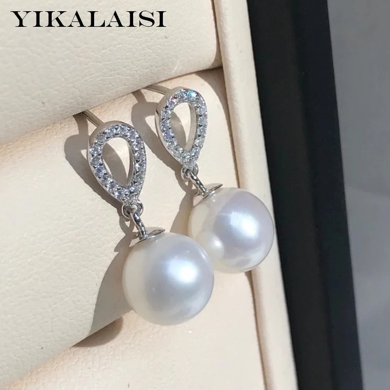 

YIKALAISI 925 серебряные серьги ювелирные изделия для женщин 9-10 мм круглые серьги из натурального пресноводного жемчуга простой стиль оптовая продажа