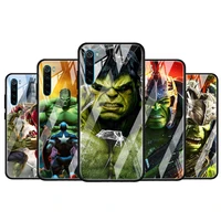 hulk marvel hero for xiaomi redmi k40 k30 k20 pro plus 9c 9a 9 8a 7 luxury shell tempered glass phone case cover
