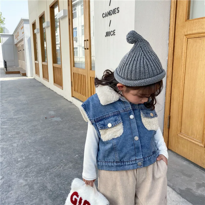 Зимнее Новое поступление корейский стиль хлопковый джинсовый утепленный жилет с