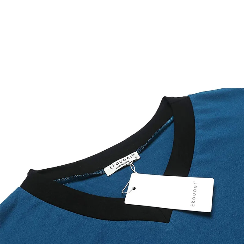 Мужская хлопковая ночная рубашка с коротким рукавом и V-образным вырезом