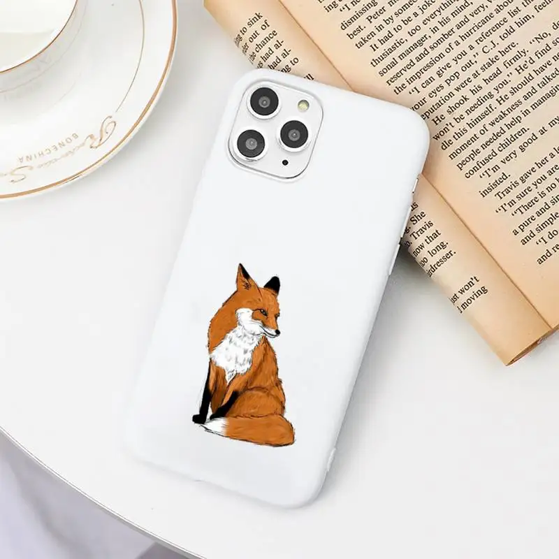 

Red cute fox animal Phone Case Candy Color for iPhone 6 7 8 11 12 s mini pro X XS XR MAX Plus