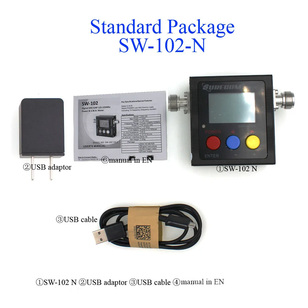 New SURECOM SW-102 meter 125-520 Mhz Digital VHF/UHF Power & SWR Meter SW102 For Two Way Radio images - 6