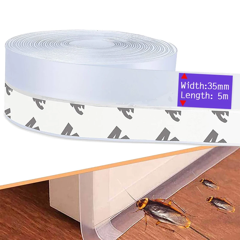 

5m Silicone Seal Strip Door Weather Stripping Transparent Window Sealing Tape for Door Draft Stopper Adhesive Tape Glass Gaps