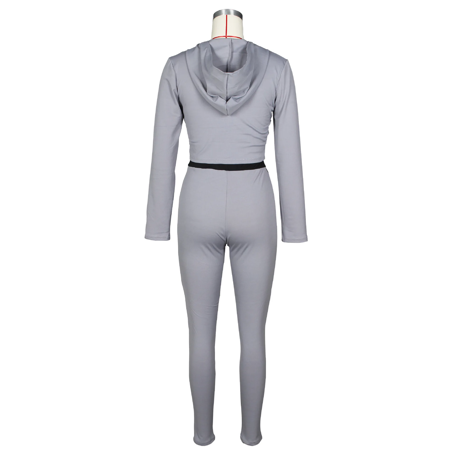 

Kalenmos women's suit yoga contrast color tight-fitting two-piece set women jogger zipper slim long-sleeved stacked leggings