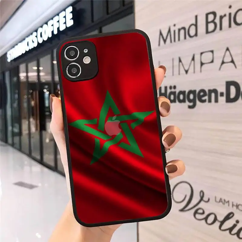 

Morocco Flag Coat Of Arms Phone Case For iphone 12 11 8 7 plus mini x xs xr pro max matte transparent cover