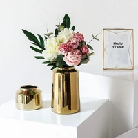nordic light luxury desktop vase gilded ceramic vase simple home decoration golden flower pot decoration wedding table home vase