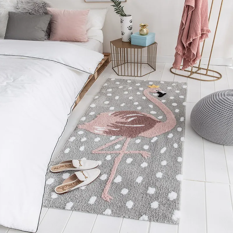 

Luxury Polyester Material Carpet Child/Kids Room Flamingo Pattern Carpets Bedside Bath Mat Can Antiskid Floor Rugs Machine-wash